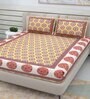 Yellow Traditional 220 TC Cotton  Double Queen Bedsheet with 2 Pillow Covers