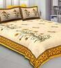 Yellow Traditional TC 150 Cotton Double Bed Sheet With 2 Pillow Covers