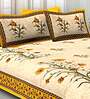 Yellow Traditional TC 150 Cotton Double Bed Sheet With 2 Pillow Covers