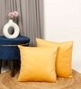 Yellow Velevt Solids 24x24 inches  Large Cushion Covers  (2Pcs)