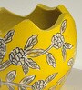 Yellow White Flower Painting Clay Jar
