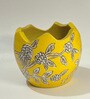 Yellow White Flower Painting Clay Jar