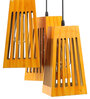 Yellow Wood 3 Light Cluster Hanging Lights