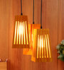 Yellow Wood 3 Light Cluster Hanging Lights