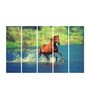 Yellow Wood Multiple Frames Beautiful Running Horses Vastu Art Panels