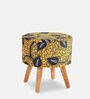 Yellow Fabric Seating Stool in Yellow Colour