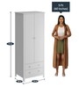 Yemon 2 Door Wardrobe With 2 Drawers In White Finish