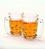 Yera Glass Premium Beer Mugs with Handle, 375 Ml, Set of 1, Line Design Large Heavy Mug for Drinking Wheat Beer, Stein, Ale, Multi-Use Freezer Safe, Pack of 1