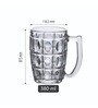 Yera Glass Premium Beer Mugs with Handle, 375 Ml, Set of 2, Line Design Large Heavy Mug for Drinking Wheat Beer, Stein, Ale, Multi-Use Freezer Safe, Pack of 2