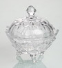 Yera Glassware Lotus Footed Glass Serving Bowl with Lid