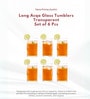 Yera Prima Austin Long Acqa Glass Tumblers Transparent 285 ml Pack of 6 Pcs | Tumblers for Water, Cold Drinks, Juice | Dishwasher Safe | for Daily use & Gifting