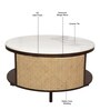Yesemia Mango  Wood Coffee Table In Walnut Finish With Porcelain Top