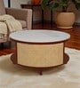 Yesemia Mango Wood Coffee Table In Honey Oak Finish With Porcelain Top
