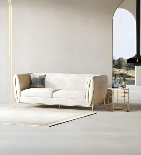 Ylva Boucle 3 Seater Sofa In Beige Colour