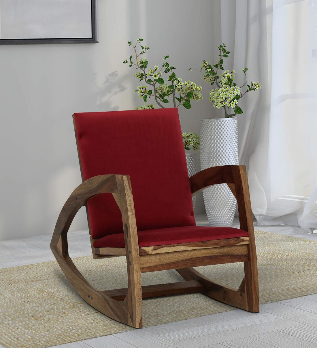 Buy Zurich Fabric Rocking Chair in Rustic Teak Finish at 2 OFF by