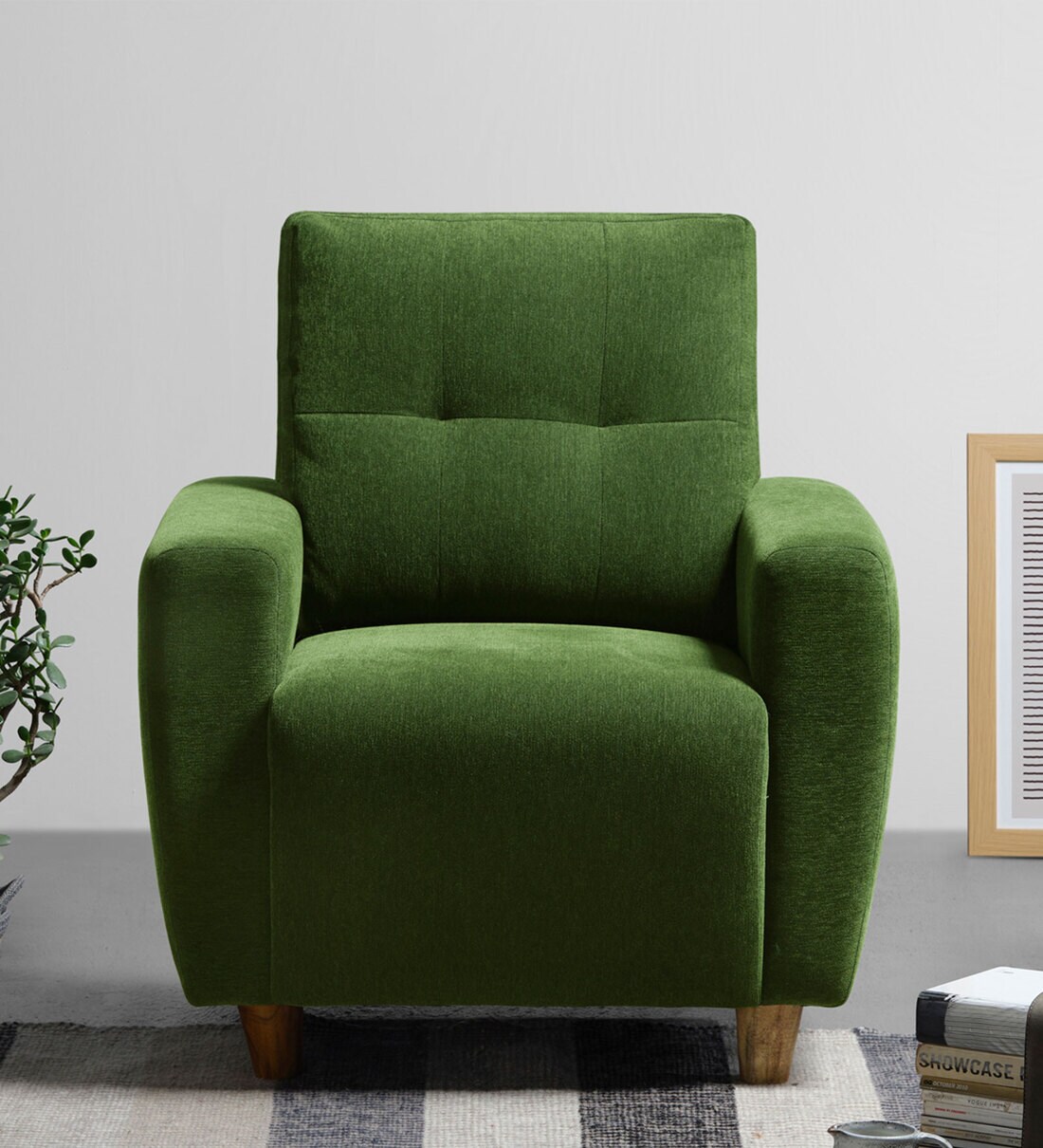 Buy Yolo Fabric 1 Seater Sofa in Avocado Green Colour by Sleepyhead Online Modern 1 Seater