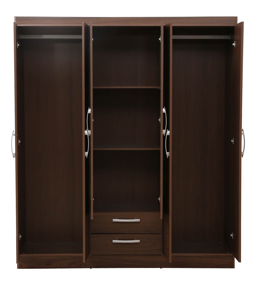 Buy Yoshihisa 6 Door Wardrobe With Mirror In Regato Walnut Finish By
