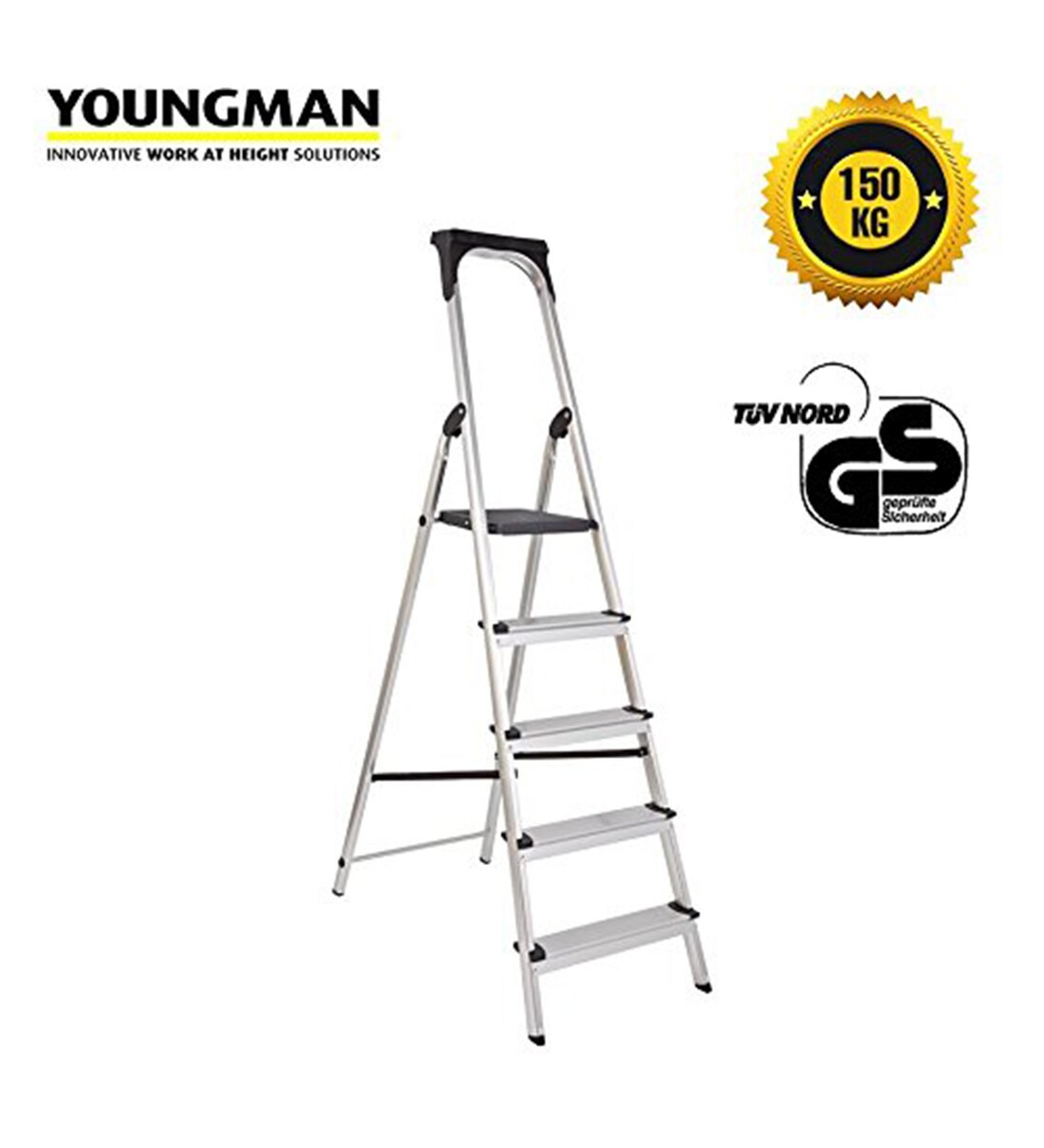 Buy 5 Steps 5.5 ft Aluminium Step Ladder by Youngman Online Step