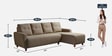 Yolo Fabric LHS Sectional Sofa in Coco Brown Colour