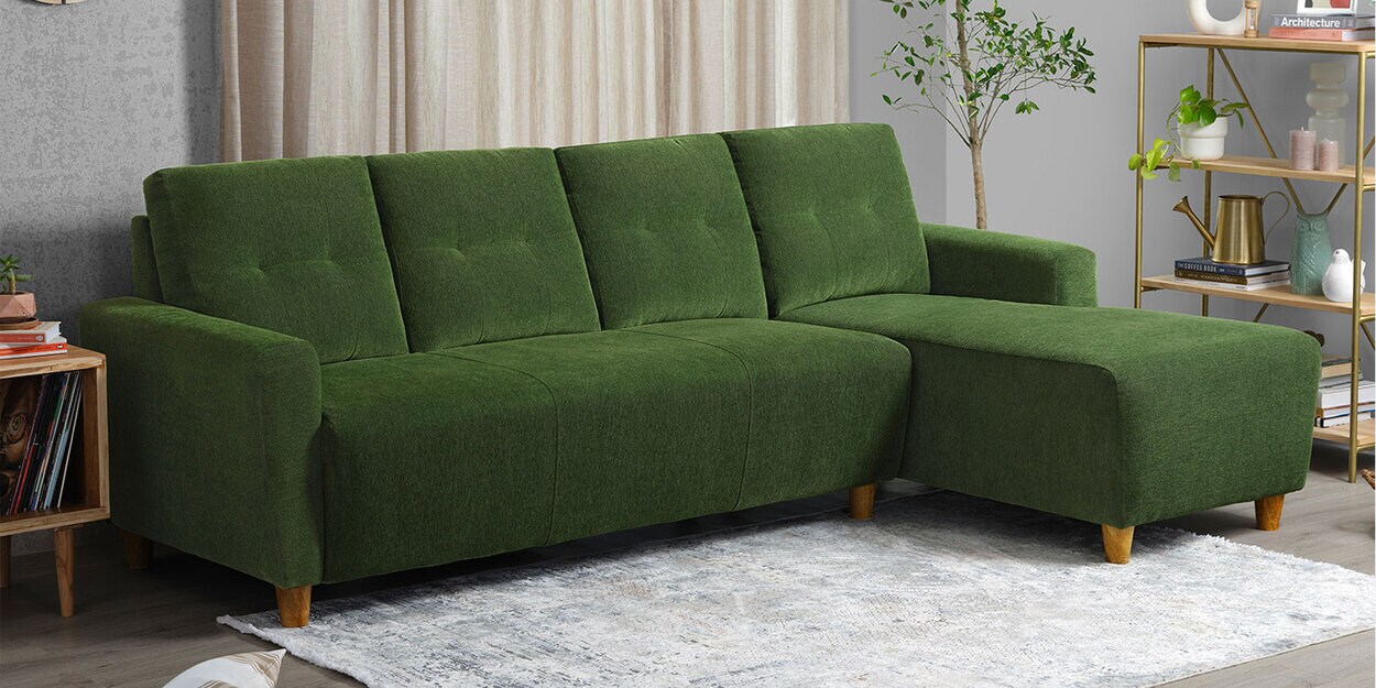 Buy Yolo Fabric LHS Sectional Sofa in Avocado Green Colour at 27 OFF by Sleepyhead Pepperfry