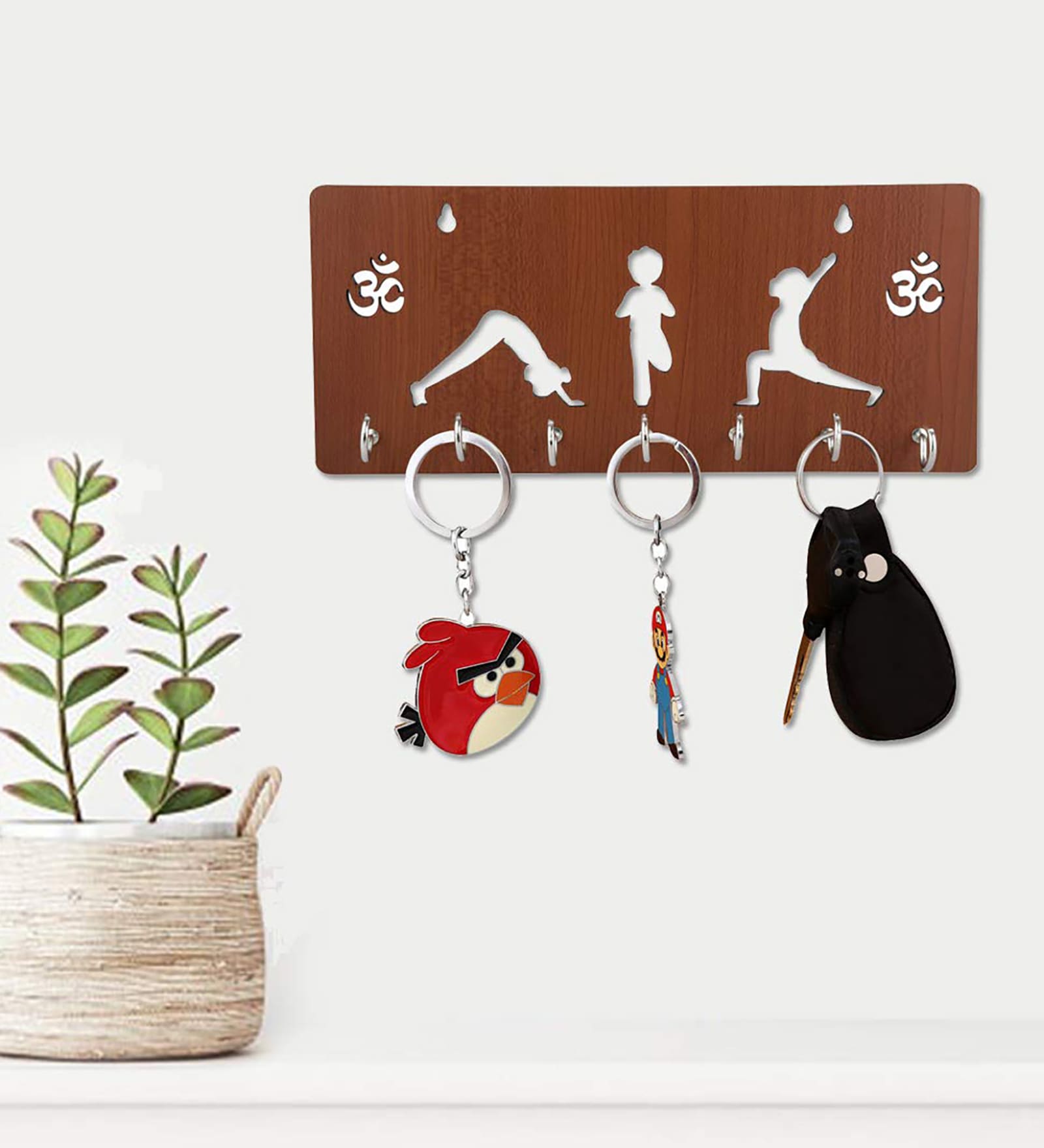 Yoga Brown Engineered Wood 7 Hooks Key Holder