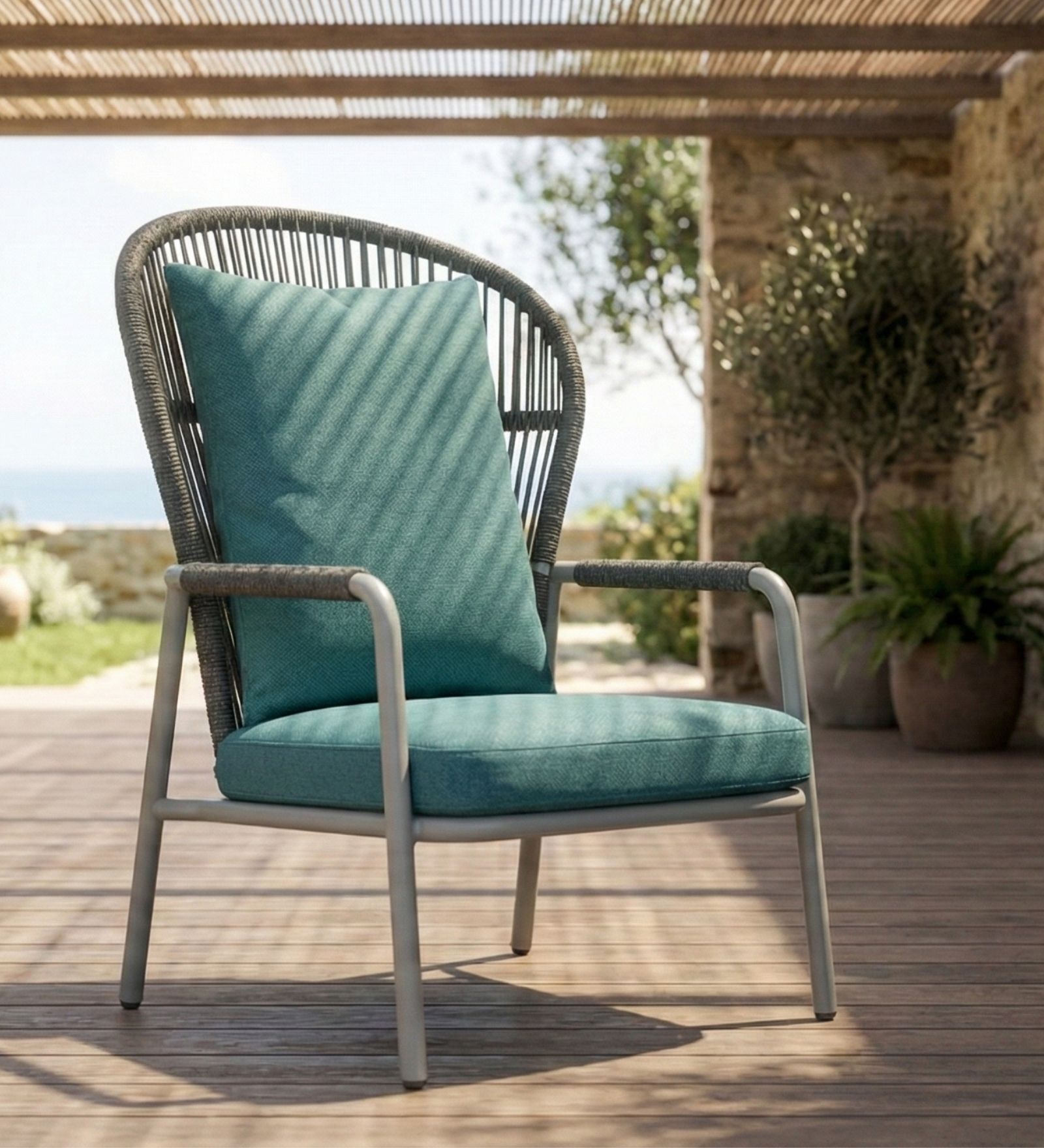 Yogi Wicker Outdoor Relax Chair In Wild Mushroom Colour