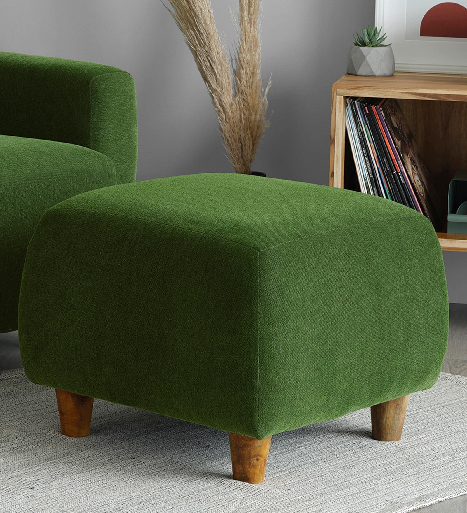 Yolo Fabric Ottoman in Avocado Green Colour