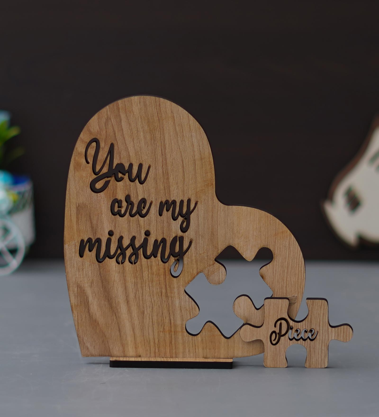 You Are My Missing Piece Brown Engineered Wood Puzzle Showpiece With Stand