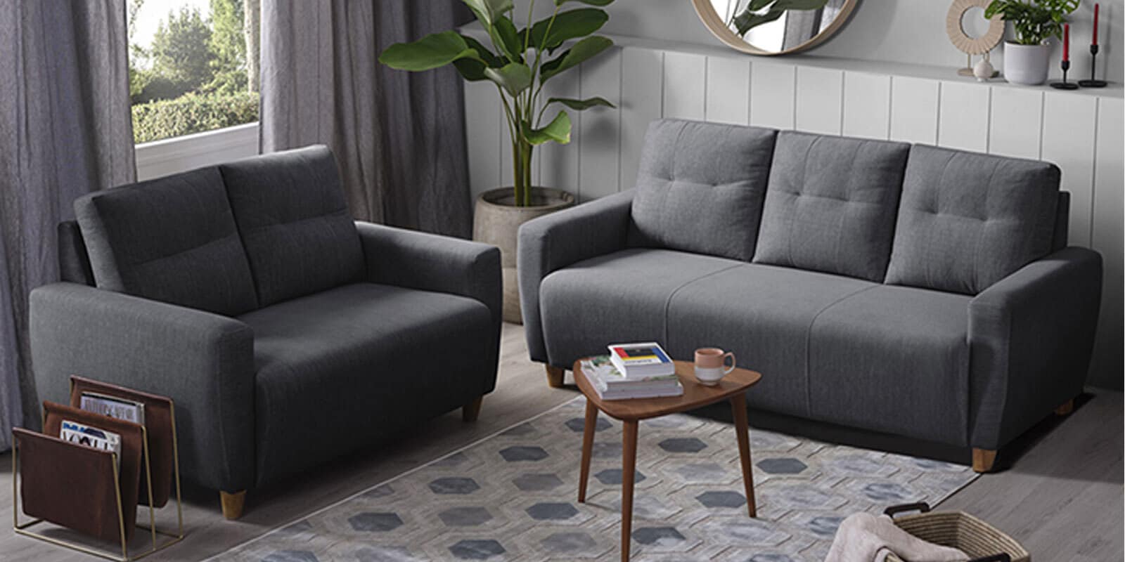 Yolo 3+2 Seater Sofa Set In Sesame Grey Colour