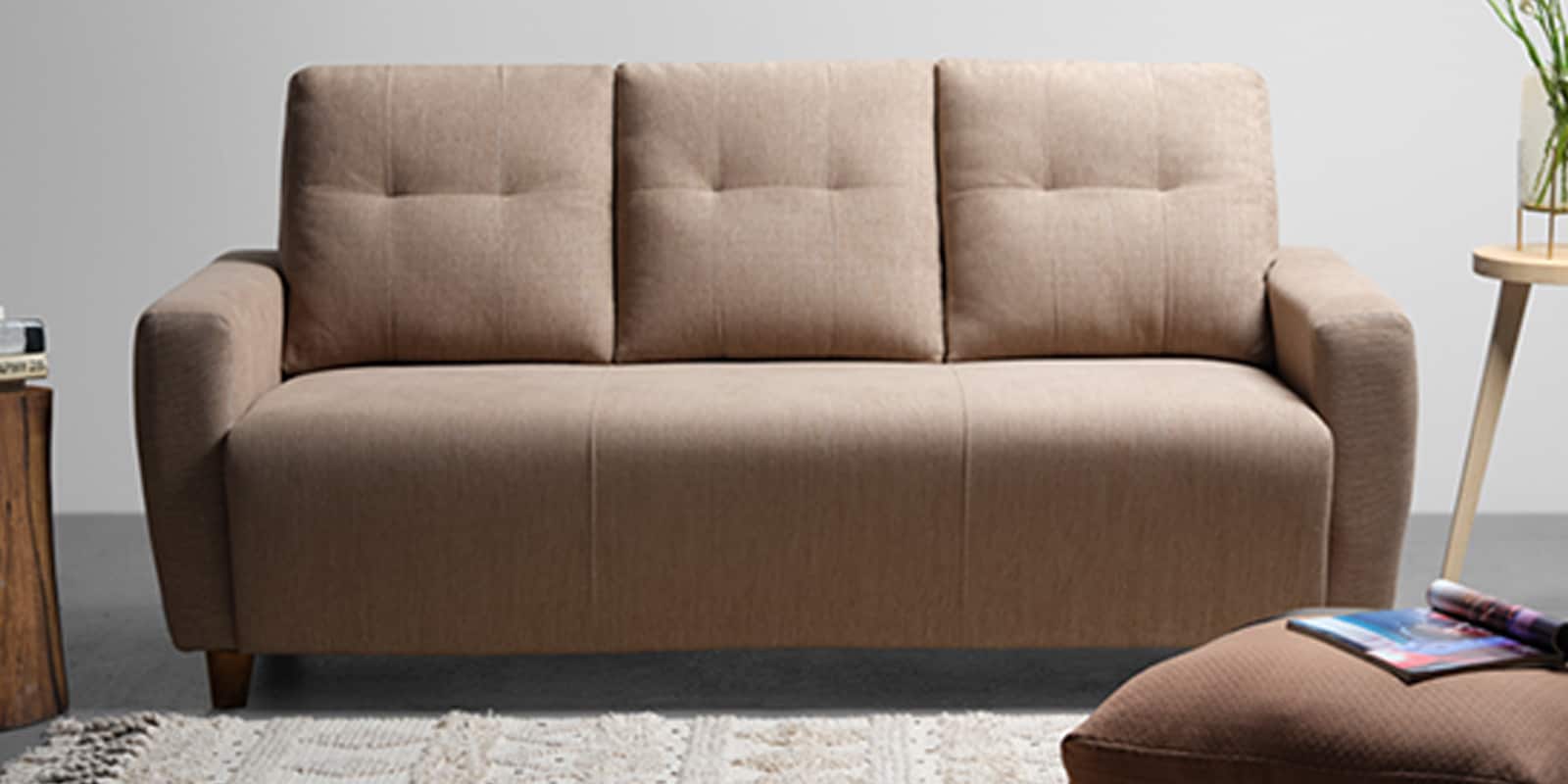 Yolo Fabric 3 Seater Sofa in Coco Brown Colour