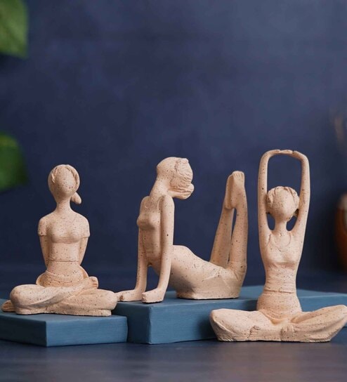 Yoga Brown Polyresin (Set of 3) Figurine