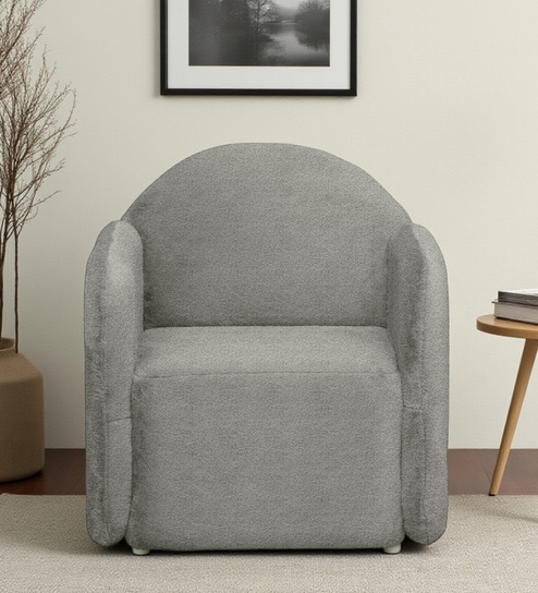 Yolanda Boucle Fabric 1 Seater Sofa in  Grey Colour