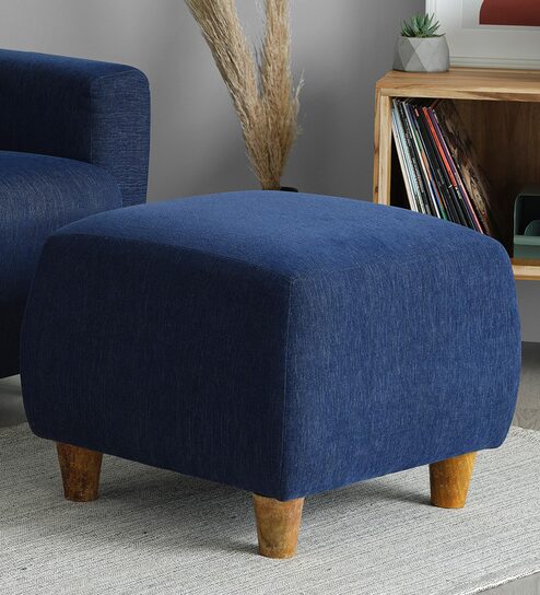Yolo Fabric Ottoman in Berry Blue Colour