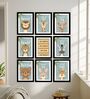 Kids Jungle Animal Wall Art Framed Set of 9