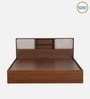Yokohama King size Bed in Planked Walnut Finish with Hydraulic Storage & Upholstered Headboard Storage