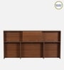 Yokohama King size Bed in Planked Walnut Finish with Upholstered Headboard Storage