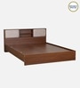 Yokohama King size Bed in Planked Walnut Finish with Upholstered Headboard Storage