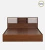 Yokohama King size Bed in Planked Walnut Finish with Upholstered Headboard Storage