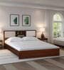 Yokohama King size Bed in Planked Walnut Finish with Upholstered Headboard Storage