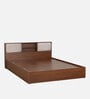 Yokohama Queen Size Bed In Planked Walnut Finish With Box Storage & Upholstered Headboard Storage