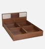 Yokohama Queen Size Bed In Planked Walnut Finish With Box Storage & Upholstered Headboard Storage