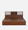 Yokohama Queen Size Bed In Planked Walnut Finish With Box Storage & Upholstered Headboard Storage