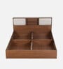 Yokohama Queen Size Bed In Planked Walnut Finish With Box Storage & Upholstered Headboard Storage