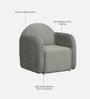 Yolanda Boucle Fabric 1 Seater Sofa in  Grey Colour