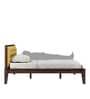 Pure Upholstered Headboard York Solid Wood Queen Size Bed In Brown Finish