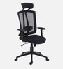 Yoshi Breathable Mesh Ergonomic Chair in Black Colour with Headrest