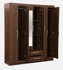 Yoshihisa 4+ Door Wardrobe in Regato Walnut Finish with Mirror