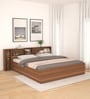 Yovalty King Size Bed in Leon Teak Finish with Bedside Table & Box storage