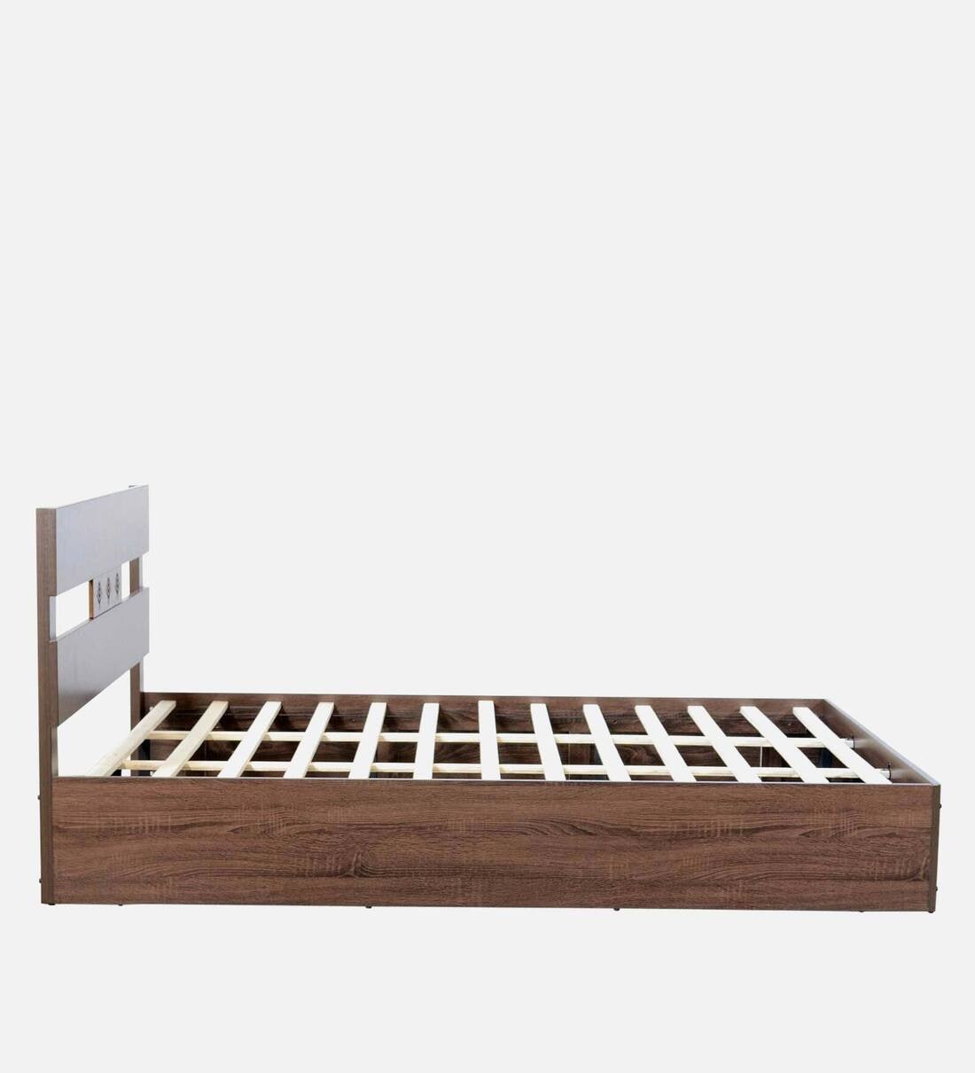 Buy Yumako Queen Size Bed in Walnut Finish By ValueWud Online Modern