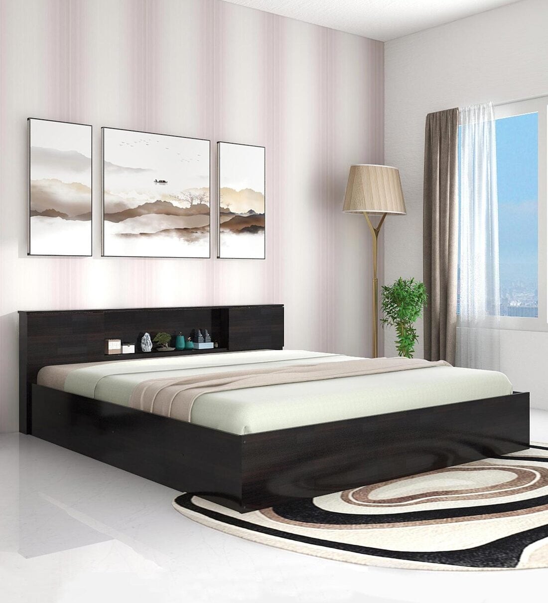 Buy Yuuna King Size Bed with Box & Headboard Storage in Wenge Finish at 1 OFF by Mintwud from